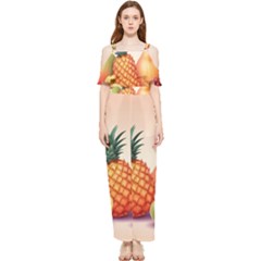 Fruit Pattern Apple Abstract Food Draped Sleeveless Chiffon Jumpsuit by Proyonanggan