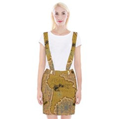 Vintage Map Of The World Continent Braces Suspender Skirt