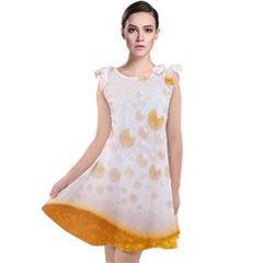 Beer Foam Texture Macro Liquid Bubble Tie Up Tunic Dress by Cemarart