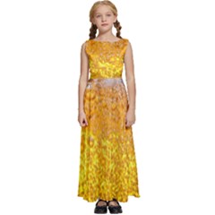 Liquid Bubble Drink Beer With Foam Texture Kids  Satin Sleeveless Maxi Dress by Cemarart