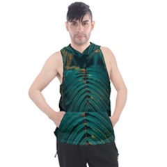 Dark Green Leaves Leaf Men s Sleeveless Hoodie by Cemarart