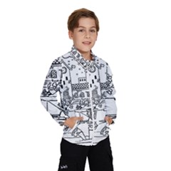 Colouring Page Winter City Skating Kids  Windbreaker