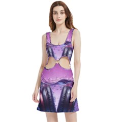 Headphones Sound Audio Music Radio Velour Cutout Dress by Hannah976