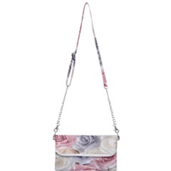 Pastel Rose Flower Blue Pink White Mini Crossbody Handbag by Cemarart