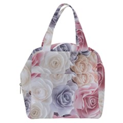 Pastel Rose Flower Blue Pink White Boxy Hand Bag by Cemarart