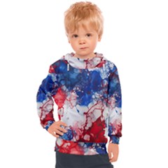 Red White And Blue Alcohol Ink American Patriotic  Flag Colors Alcohol Ink Kids  Hooded Pullover by PodArtist