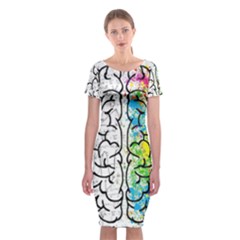 Brain Mind Psychology Idea Drawing Short Overalls Classic Short Sleeve Midi Dress by Azkajaya