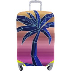 Abstract 3d Art Holiday Island Palm Tree Pink Purple Summer Sunset Water Luggage Cover (large)