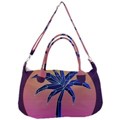 Abstract 3d Art Holiday Island Palm Tree Pink Purple Summer Sunset Water Removable Strap Handbag by Cemarart