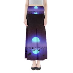 Sunset Colorful Nature Night Purple Star Full Length Maxi Skirt by Cemarart