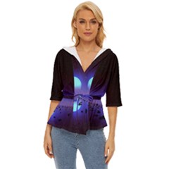Sunset Colorful Nature Night Purple Star Lightweight Drawstring Hooded Top