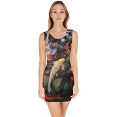 Koi Fish Clown Pool Stone Bodycon Dress by Cemarart