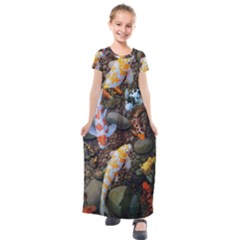 Koi Fish Clown Pool Stone Kids  Short Sleeve Maxi Dress by Cemarart