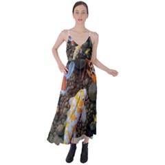 Koi Fish Clown Pool Stone Tie Back Maxi Dress by Cemarart