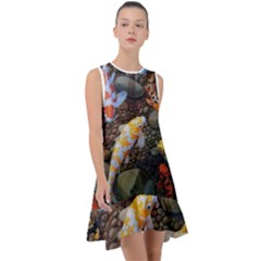 Koi Fish Clown Pool Stone Frill Swing Dress by Cemarart