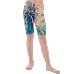 Palm Trees Beauty Nature Clouds Summer Kids  Mid Length Swim Shorts