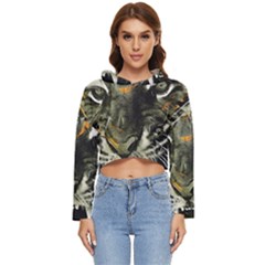 Angry Tiger Animal Broken Glasses Women s Lightweight Cropped Hoodie by Cemarart