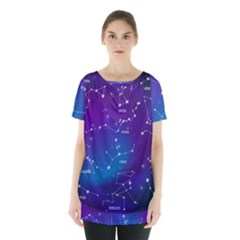 Realistic Night Sky Poster With Constellations Skirt Hem Sports Top by Grandong