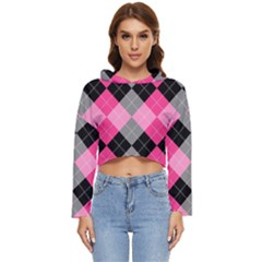 Seamless Argyle Pattern Women s Lightweight Cropped Hoodie