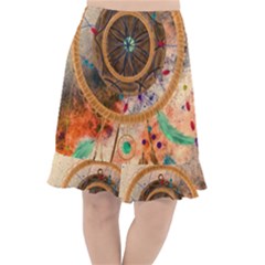 Dream Catcher Colorful Vintage Fishtail Chiffon Skirt by Cemarart