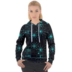 Space Time Abstract Pattern Alien Dark Green Pattern Women s Overhead Hoodie by Cemarart