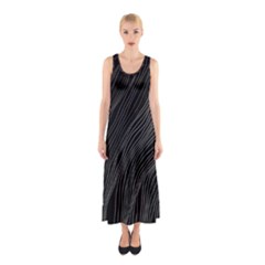 Abstract Art Black White Drawing Lines Unique Sleeveless Maxi Dress by Cemarart