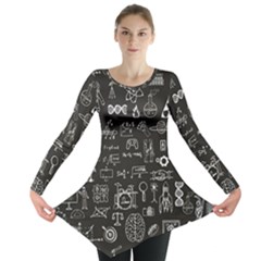 Doodle Art Chemistry Art Long Sleeve Tunic  by Cemarart