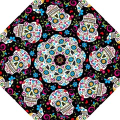 Sugar Skull Black Olorful Flower Hook Handle Umbrellas (large)