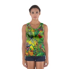 The Chameleon Colorful Mushroom Jungle Flower Insect Summer Dragonfly Sport Tank Top  by Cemarart