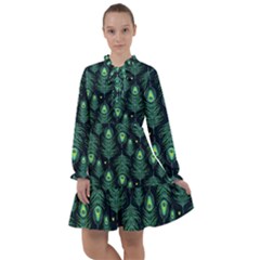 Peacock Pattern All Frills Chiffon Dress by Cemarart