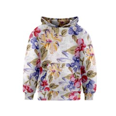 Flower Texture, Knitted Texture, Background With Big Red Kids  Pullover Hoodie