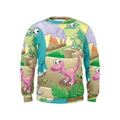 Kids Mural Cartoon Dinosaur Kids  Sweatshirt by nateshop