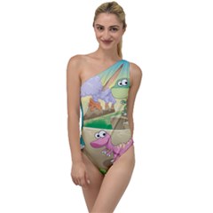 Kids Mural Cartoon Dinosaur To One Side Swimsuit by nateshop