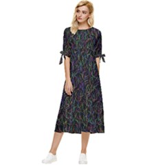 Amoled Noise, Bow Sleeve Chiffon Midi Dress by nateshop