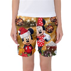 Cartoons, Disney, Merry Christmas, Minnie Women s Basketball Shorts by nateshop