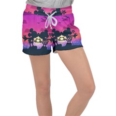 Mickey And Minnie, Mouse, Disney, Cartoon, Love Women s Velour Lounge Shorts by nateshop