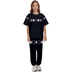 Moon Phases, Eclipse, Black Kids  T-shirt And Pants Sports Set by nateshop