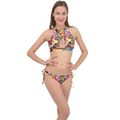 Sticker Bomb, Art, Cartoon, Dope Cross Front Halter Bikini Set by nateshop