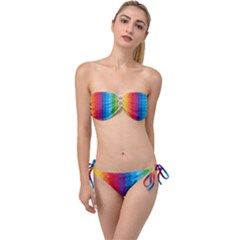 Rainbow Beautiful Seamless Pattern Twist Bandeau Bikini Set by Cemarart