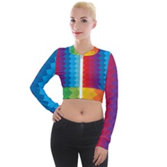 Rainbow Beautiful Seamless Pattern Long Sleeve Cropped Velvet Jacket