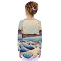 Wave Japanese Mount Fuji Kids  Long Sleeve T-Shirt View2