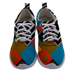 Retro Pattern Abstract Art Colorful Square Women Athletic Shoes by Ndabl3x