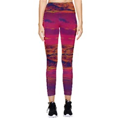 Time Wind Polishpattern Architecture Building City Cityscape Nature Pop-art Pop Surrealism  Retrowave Pocket Leggings  by Cemarart