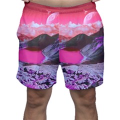 Late Night Feelings Aesthetic Clouds Color Manipulation Landscape Mountain Nature Surrealism Psicode Men s Shorts by Cemarart