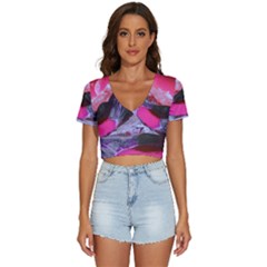 Late Night Feelings Aesthetic Clouds Color Manipulation Landscape Mountain Nature Surrealism Psicode V-neck Crop Top