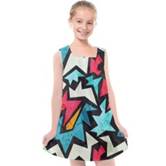 Abstract, Colorful, Colors Kids  Cross Back Dress by nateshop