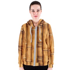 Brown Bamboo Texture  Women s Zipper Hoodie by nateshop