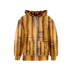 Brown Bamboo Texture  Kids  Zipper Hoodie by nateshop