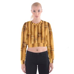 Brown Bamboo Texture  Cropped Sweatshirt by nateshop