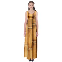 Brown Bamboo Texture  Empire Waist Maxi Dress by nateshop